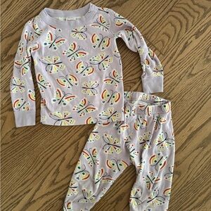 3T Hanna Andersson Purple Pajama Sets with Floral and Butterfly Print